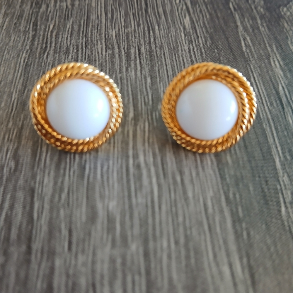 Napier white lucite post earrings